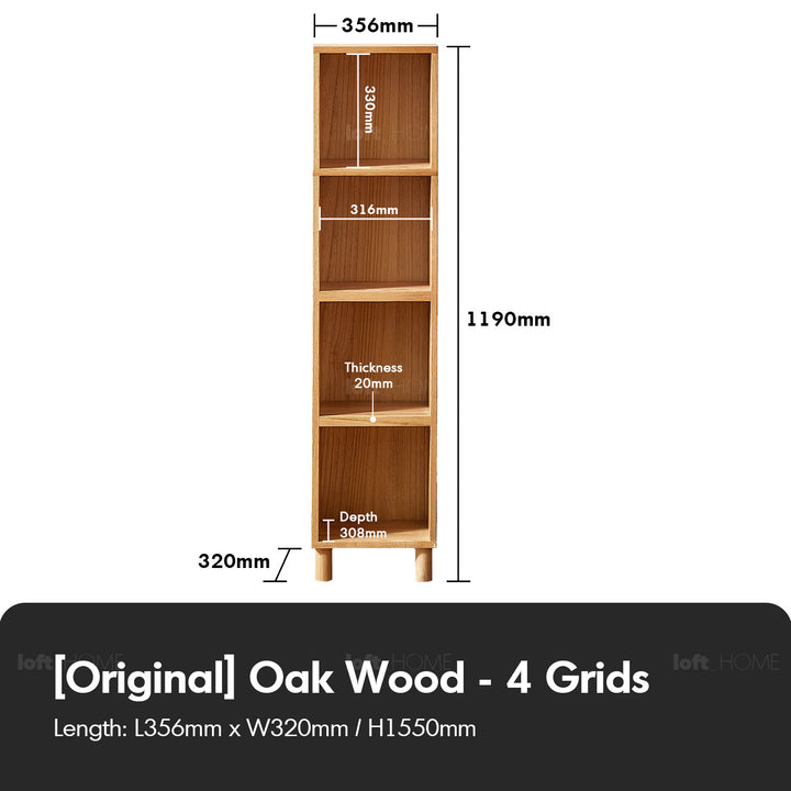 Scandinavian oak wood shelf bookshelf gerin with context.