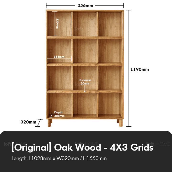 Scandinavian oak wood shelf bookshelf gerin in close up details.