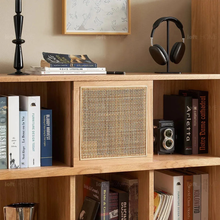 Scandinavian oak wood shelf bookshelf optional door gerin layered structure.