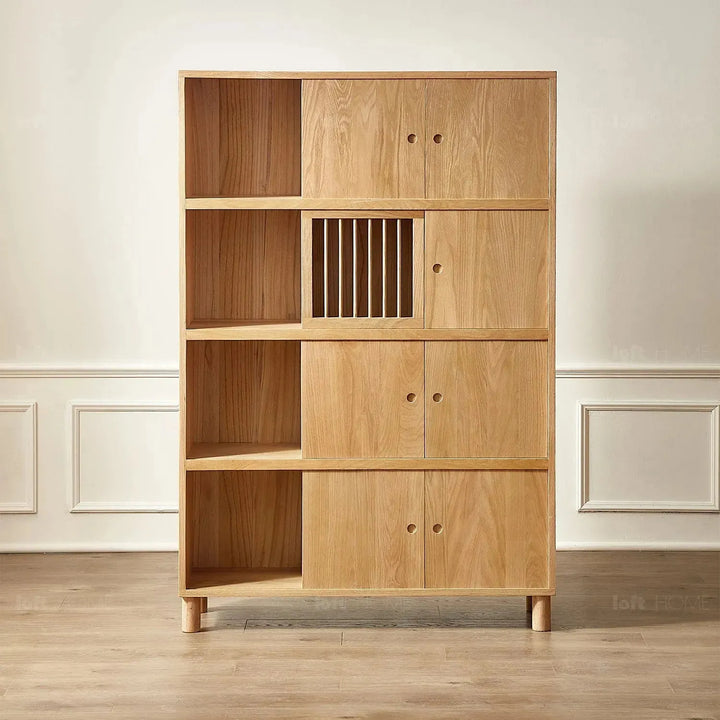 Scandinavian oak wood shelf bookshelf optional door gerin detail 2.