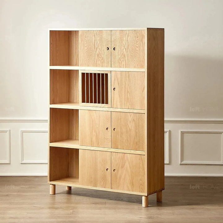 Scandinavian oak wood shelf bookshelf optional door gerin detail 3.