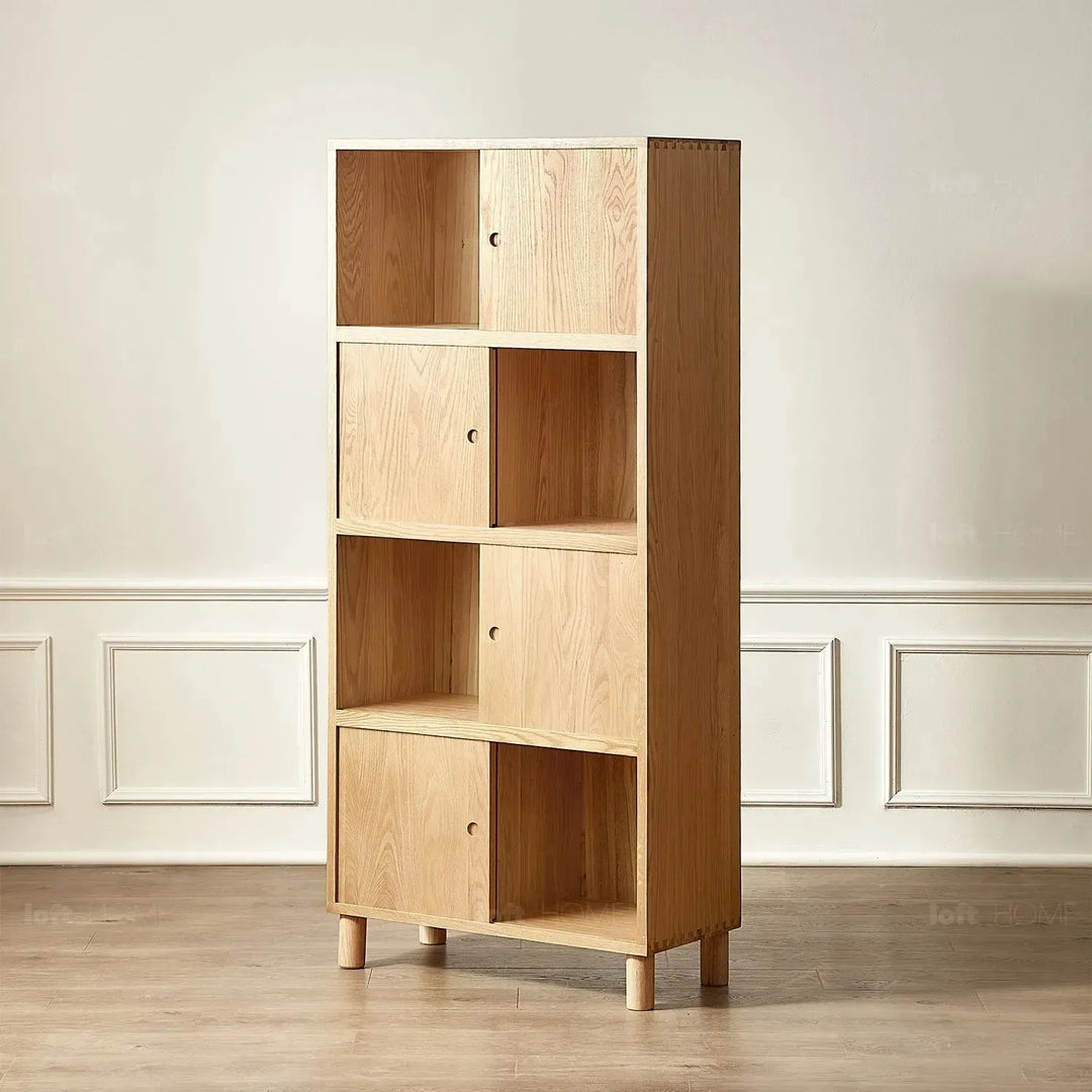 Scandinavian oak wood shelf bookshelf optional door gerin detail 5.