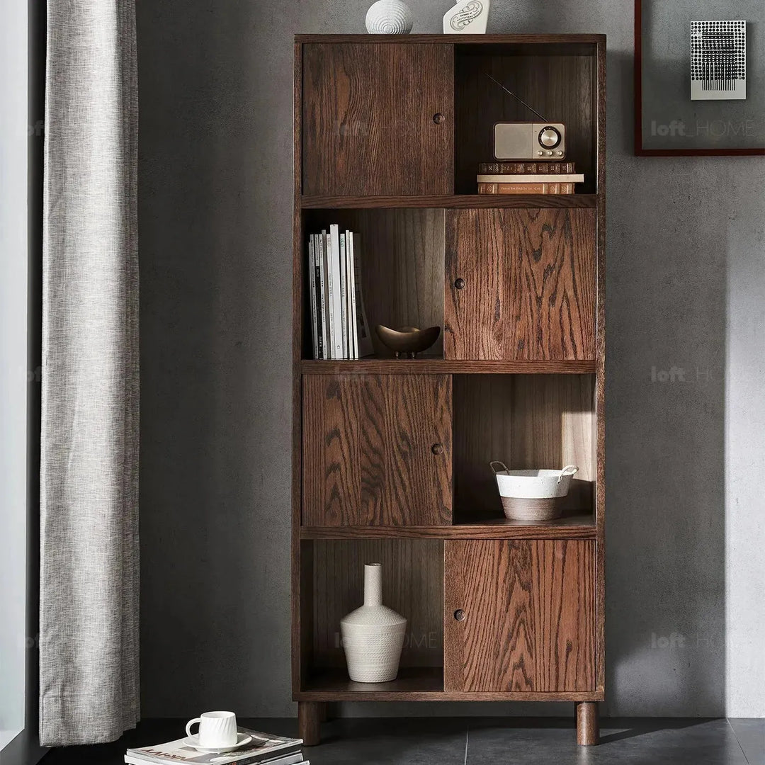 Scandinavian oak wood shelf bookshelf optional door gerin detail 12.