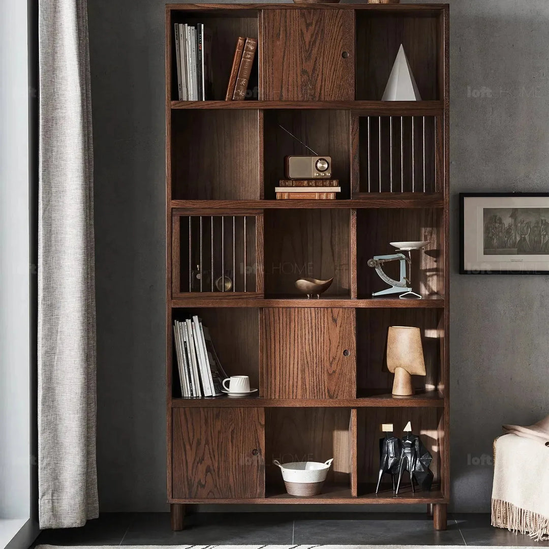 Scandinavian oak wood shelf bookshelf optional door gerin detail 16.