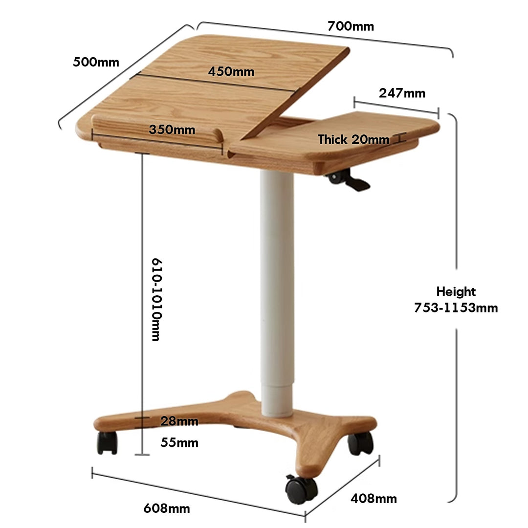 Scandinavian oak wood study desk nova size charts.