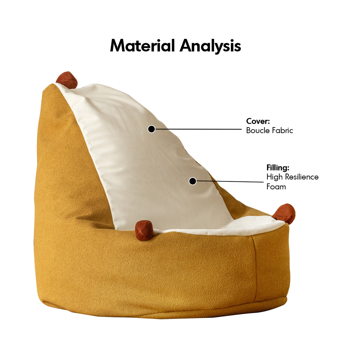 Scandinavian boucle fabric bean bag 1 seater sofa hedgehog detail 10.