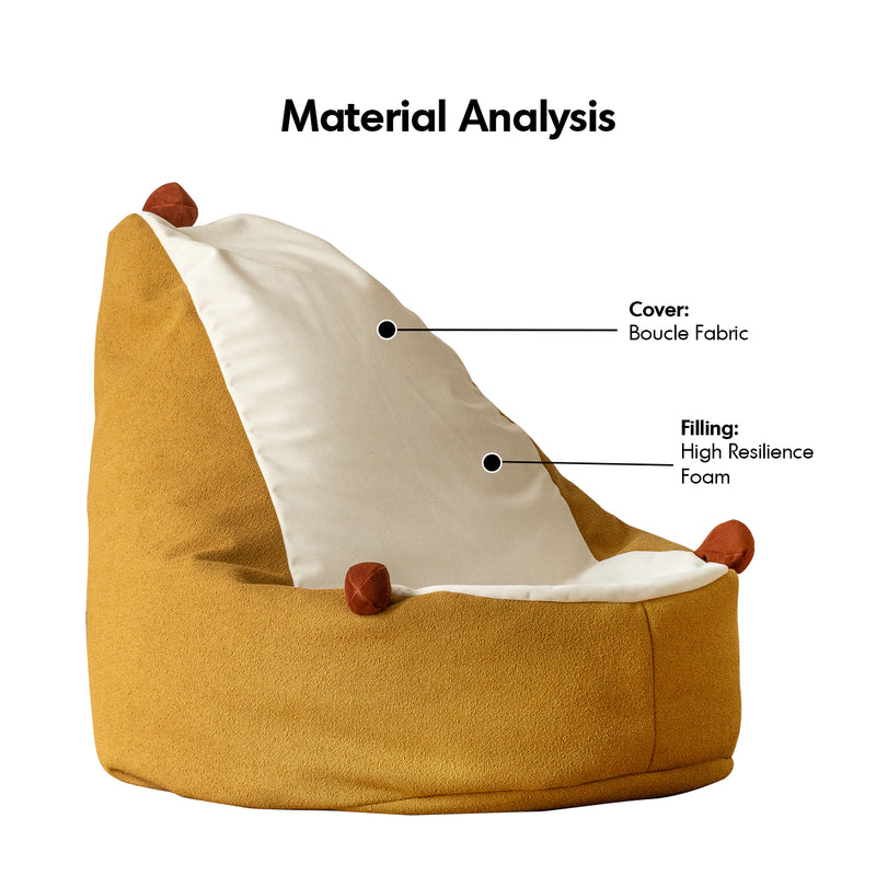 Scandinavian boucle fabric bean bag 1 seater sofa hedgehog detail 10.