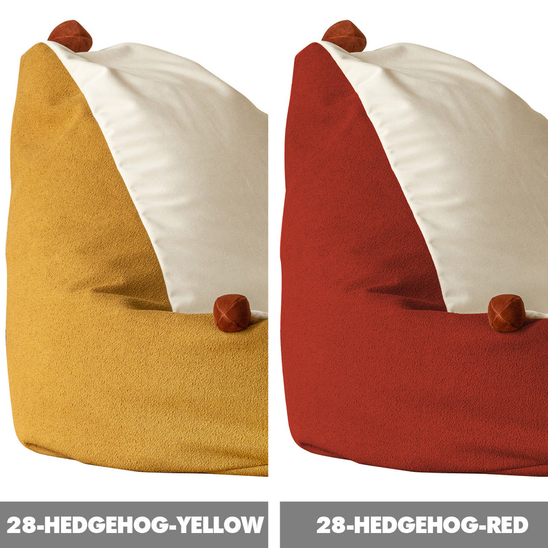 Scandinavian boucle fabric bean bag 1 seater sofa hedgehog color swatches.