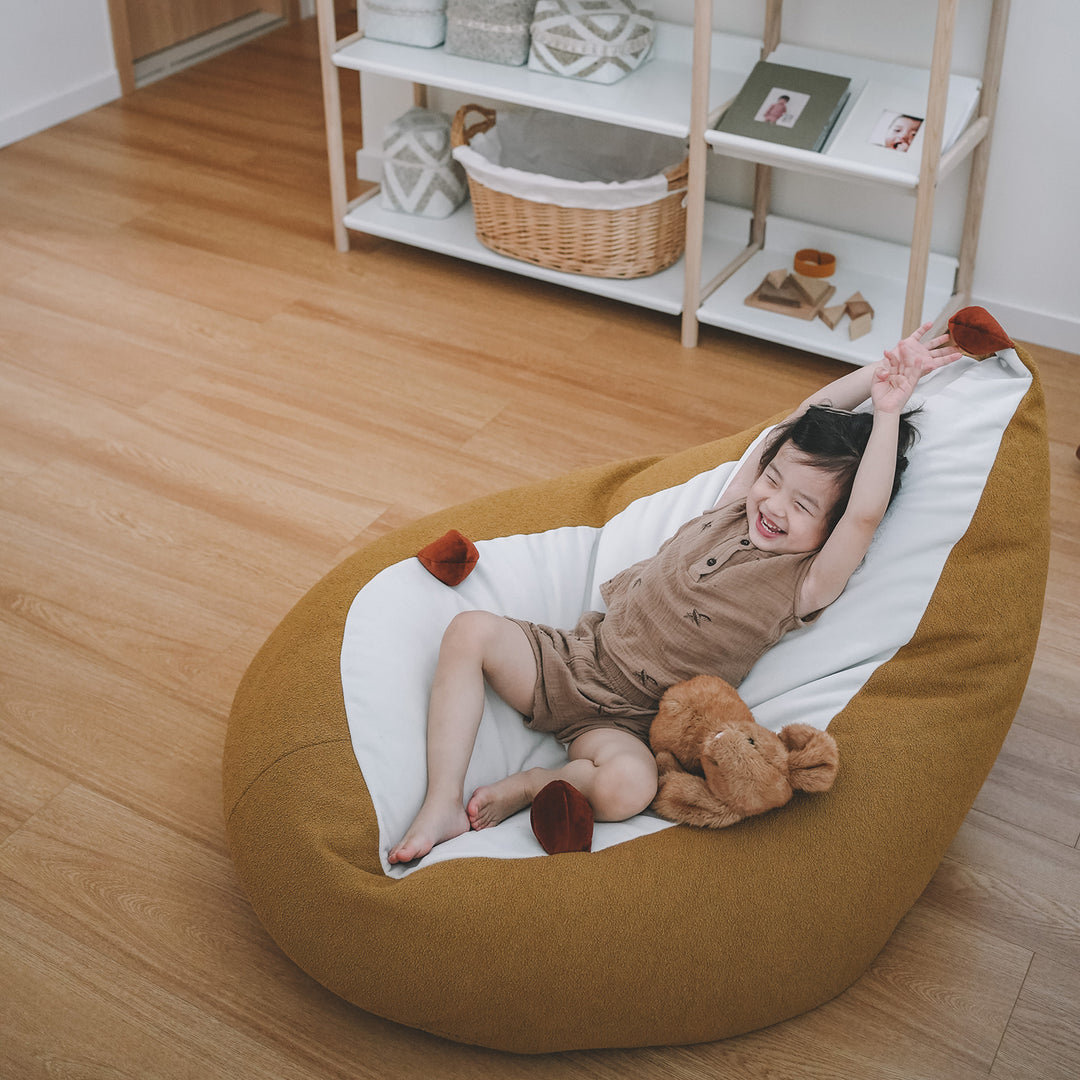 Scandinavian Boucle Fabric Bean Bag 1 Seater Sofa HEDGEHOG