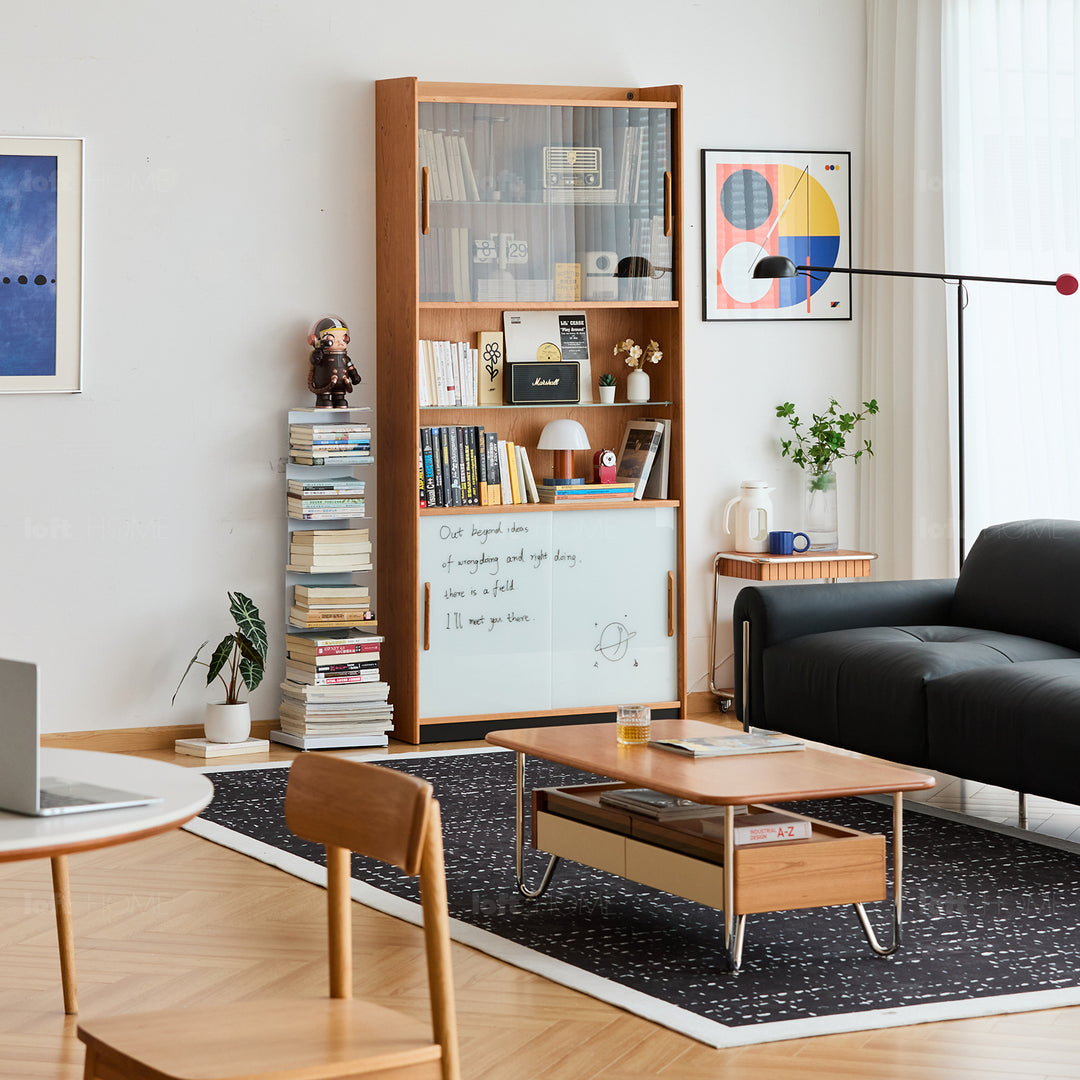 Scandinavian cherry wood bookshelf display cabinet timeless detail 8.