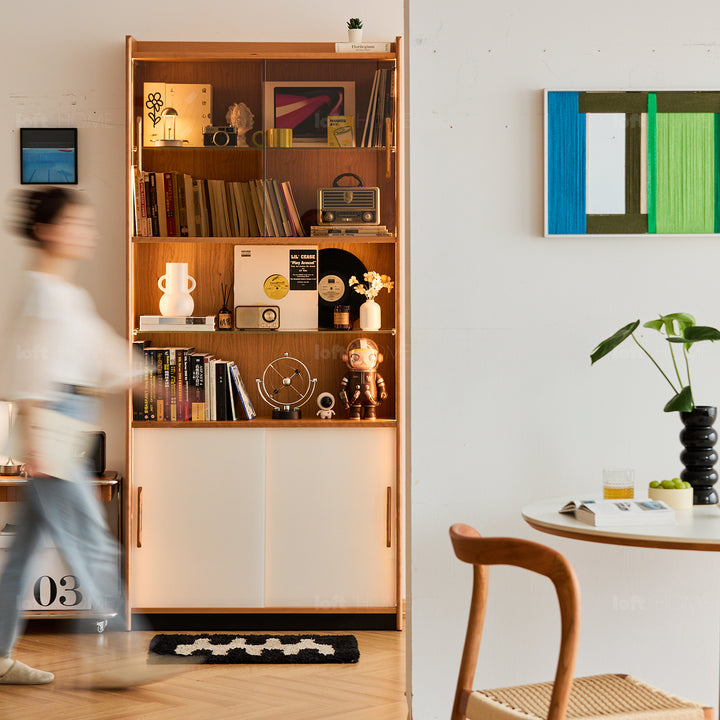 Scandinavian cherry wood bookshelf display cabinet timeless detail 10.