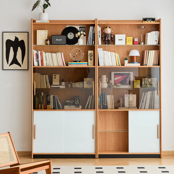 Scandinavian cherry wood bookshelf display cabinet timeless detail 14.