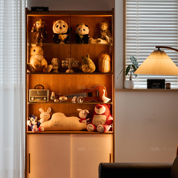 Scandinavian cherry wood bookshelf display cabinet timeless detail 17.