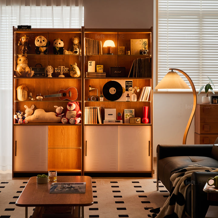 Scandinavian cherry wood bookshelf display cabinet timeless detail 20.