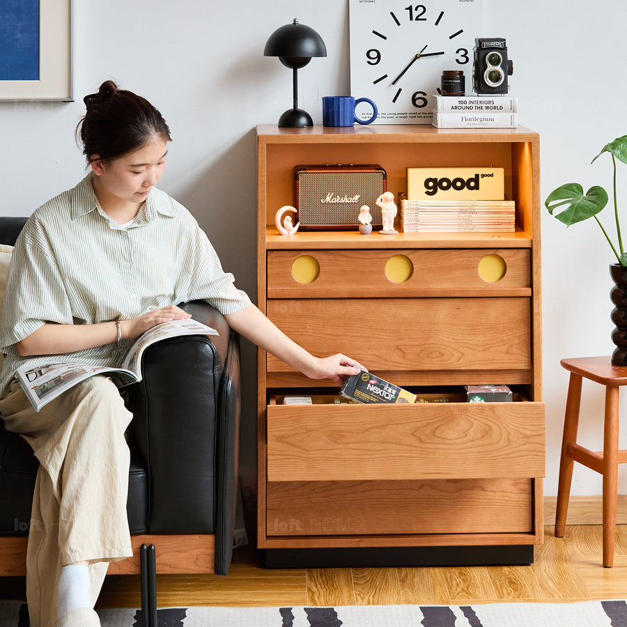 Scandinavian cherry wood chest of drawers timeless 5 detail 7.