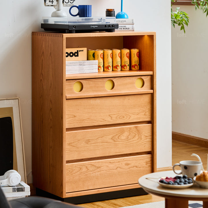 Scandinavian cherry wood chest of drawers timeless 5 material variants.