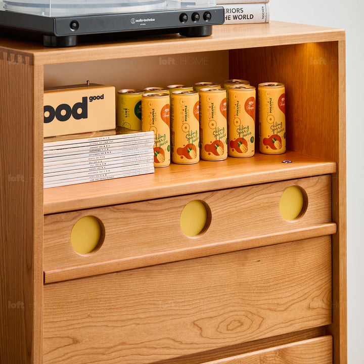 Scandinavian cherry wood chest of drawers timeless 5 in real life style.