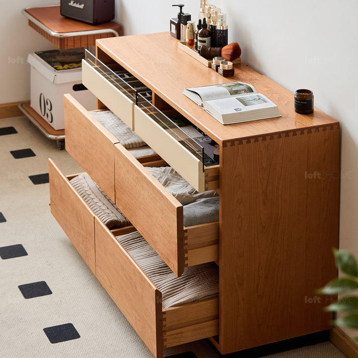 Scandinavian cherry wood chest of drawers timeless 6 material variants.