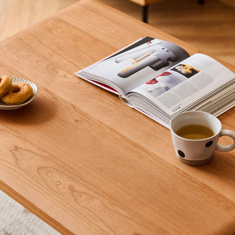 Scandinavian cherry wood dining table forest detail 4.