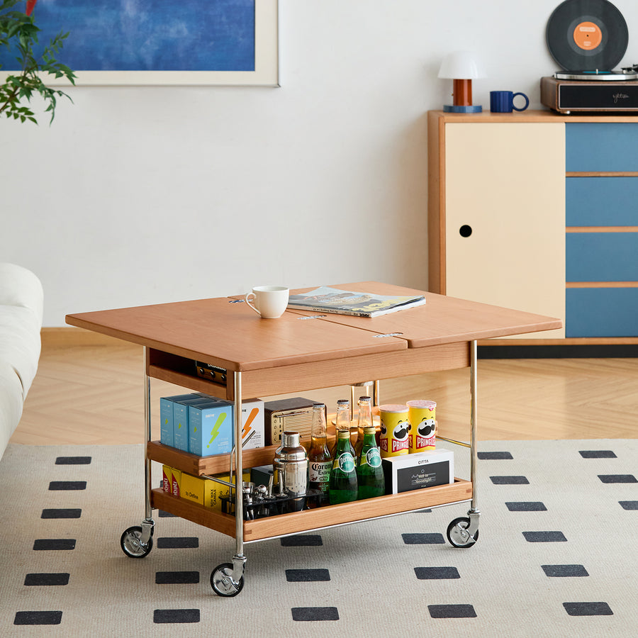Scandinavian cherry wood extendable coffee table timeless primary product view.