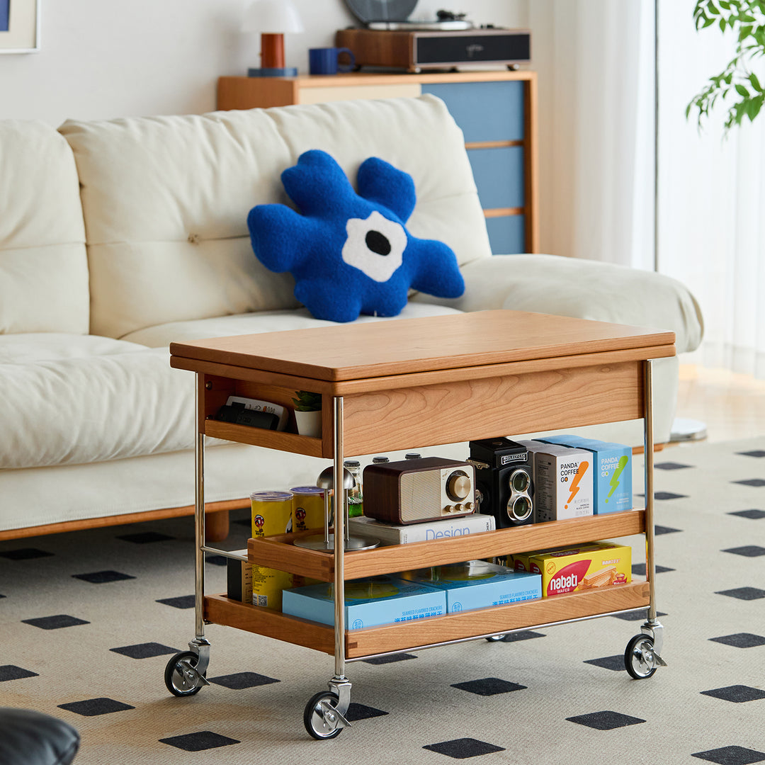 Scandinavian cherry wood extendable coffee table timeless material variants.