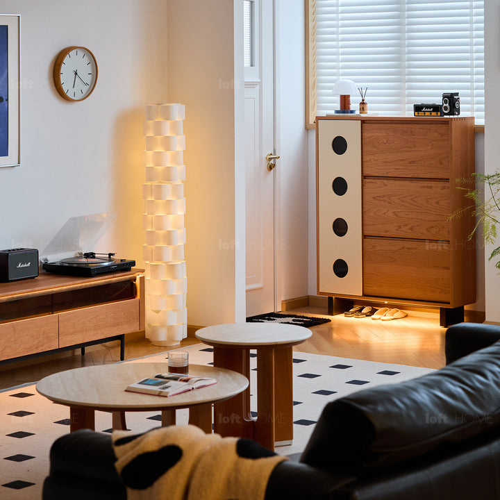 Scandinavian cherry wood shoe cabinet timeless detail 5.