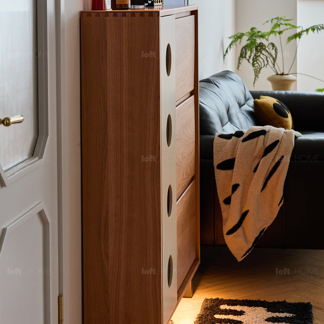 Scandinavian cherry wood shoe cabinet timeless detail 10.