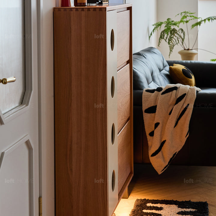 Scandinavian cherry wood shoe cabinet timeless detail 10.