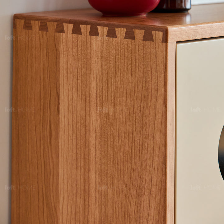 Scandinavian cherry wood shoe cabinet timeless color swatches.