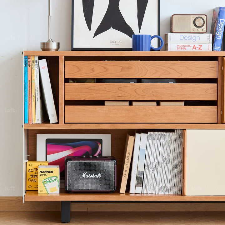 Scandinavian cherry wood side cabinet timeless detail 2.