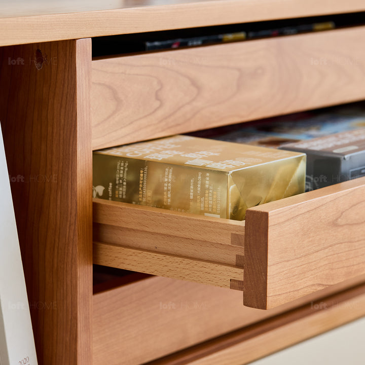 Scandinavian cherry wood side cabinet timeless in details.
