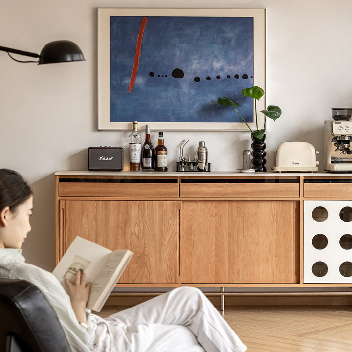 Scandinavian cherry wood sintered stone cabinet timeless detail 7.