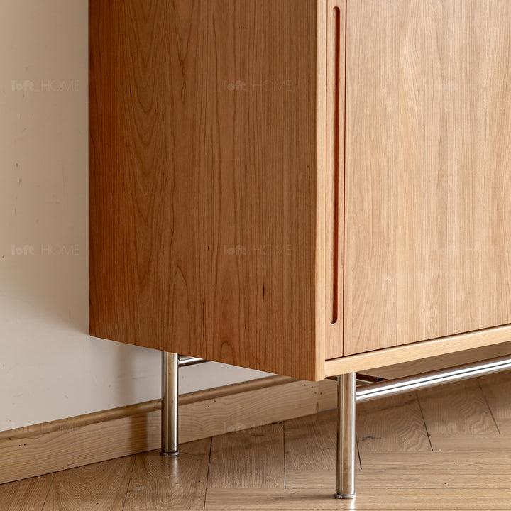 Scandinavian cherry wood sintered stone storage side cabinet timeless detail 4.