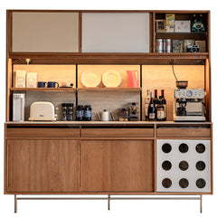 Scandinavian cherry wood sintered stone storage side cabinet timeless primary product view.