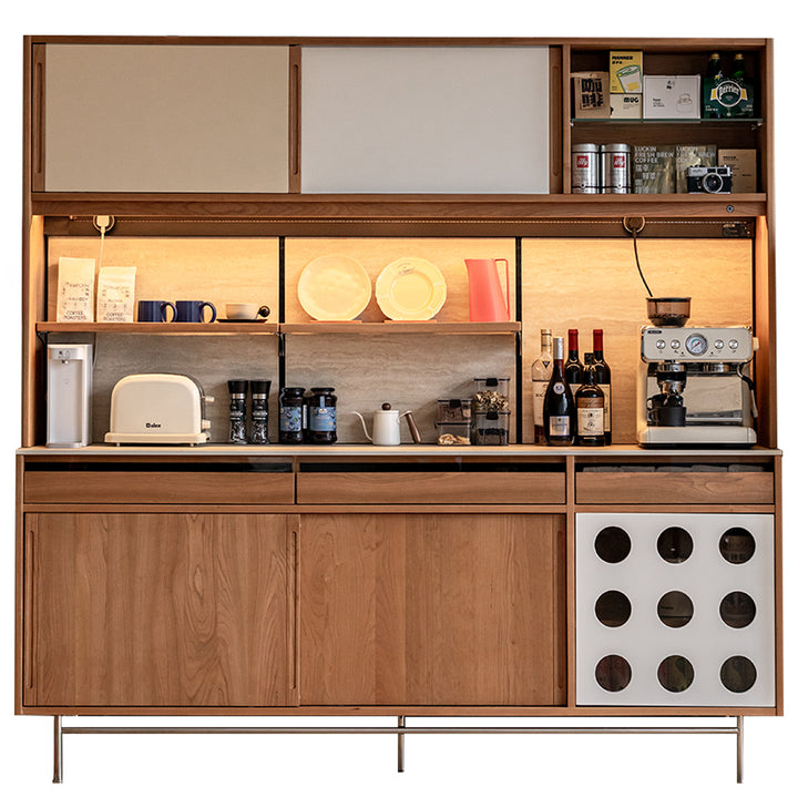 Scandinavian cherry wood sintered stone storage side cabinet timeless primary product view.