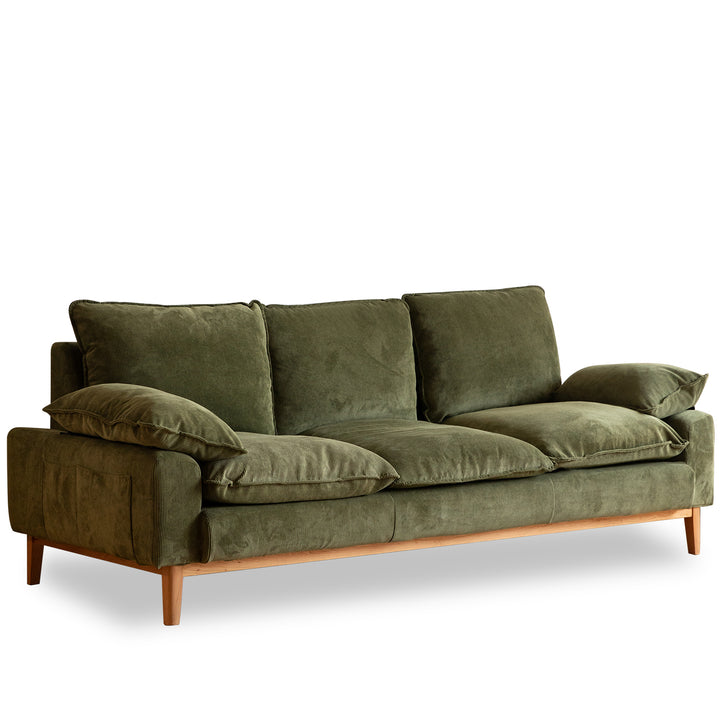 Scandinavian Corduroy Velvet Fabric 3 Seater Sofa INDIGO