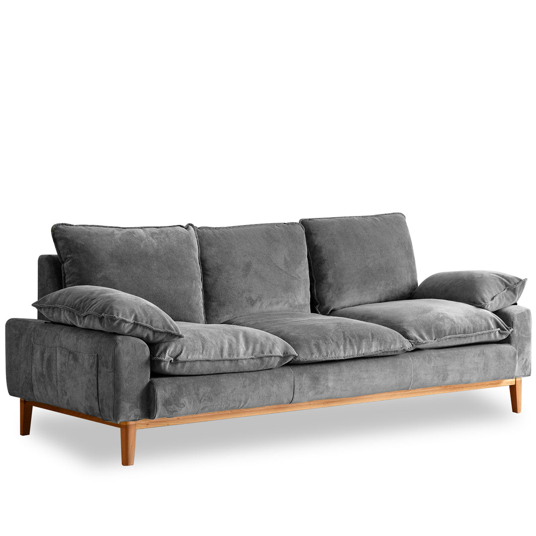 Scandinavian Corduroy Velvet Fabric 3 Seater Sofa INDIGO