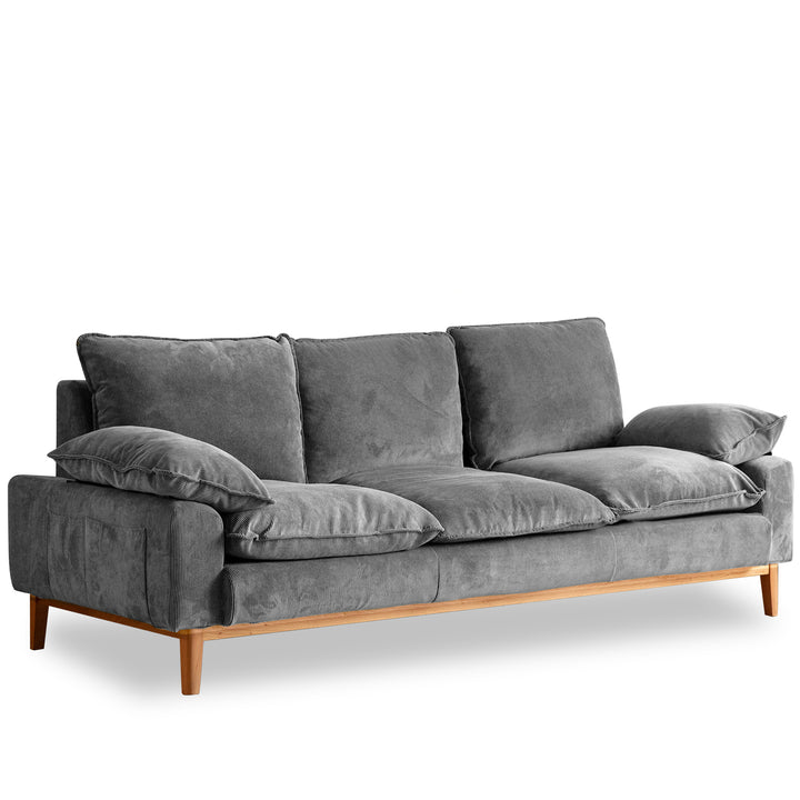 Scandinavian Corduroy Velvet Fabric 3 Seater Sofa INDIGO
