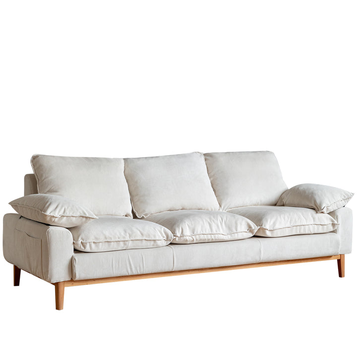 Scandinavian corduroy velvet fabric 3 seater sofa indigo detail 5.