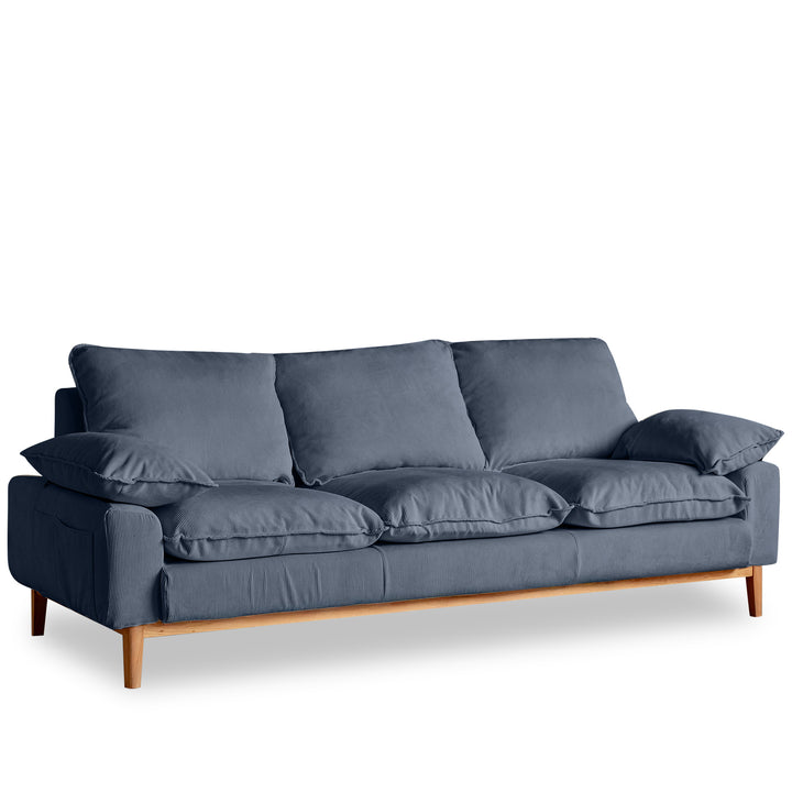 Scandinavian Corduroy Velvet Fabric 3 Seater Sofa INDIGO