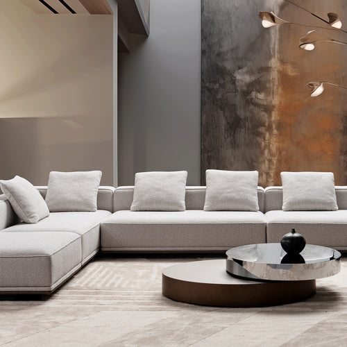 Minimalist Mixed Weave Fabric Modular Armless 2 Seater Sofa ELEGANZA Good to Know Preview-1