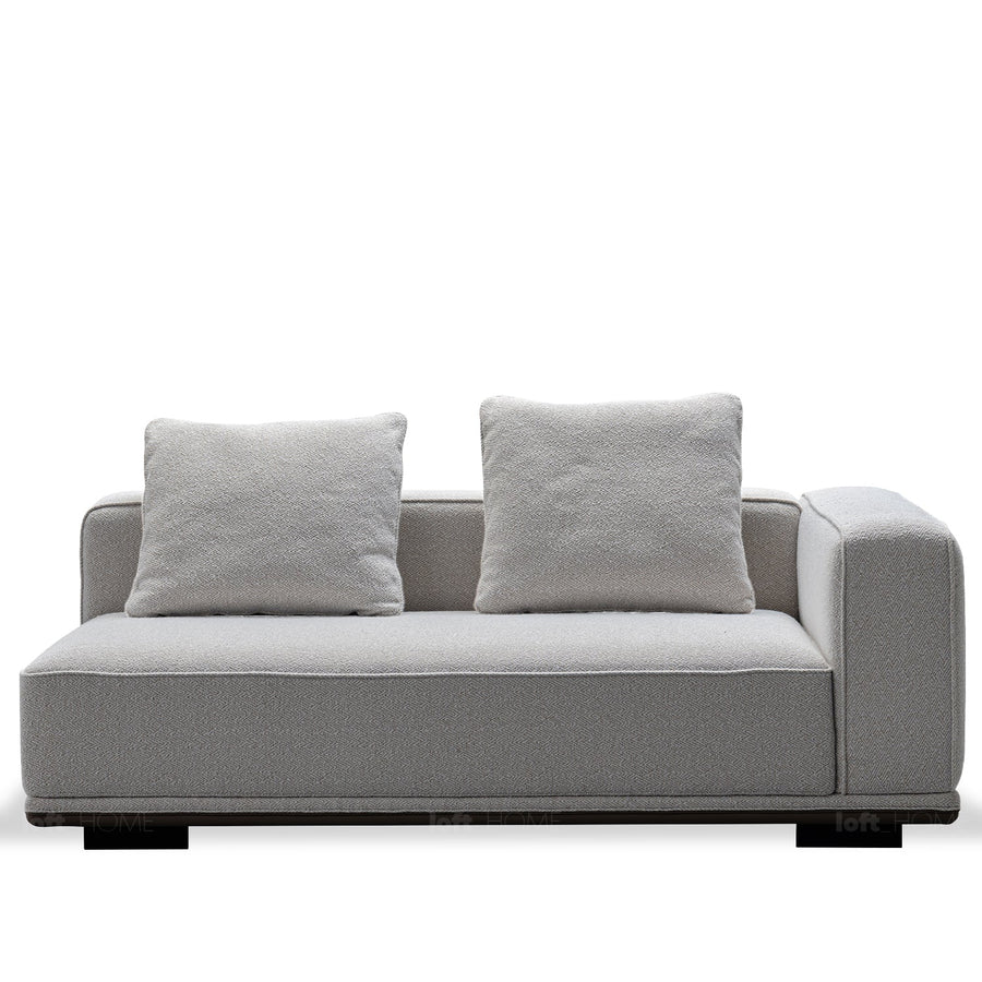 Scandinavian mixed weave fabric modular corner 2 seater sofa eleganza in white background.