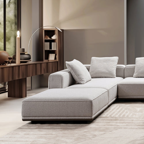 Minimalist Mixed Weave Fabric Modular Corner 2 Seater Sofa ELEGANZA Good to Know Preview-1