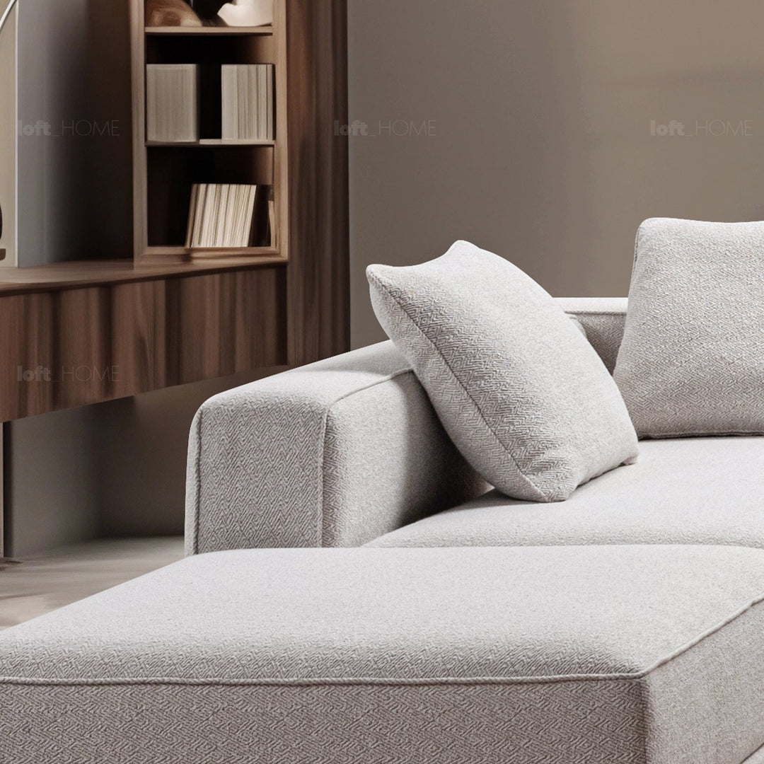 Scandinavian mixed weave fabric modular corner 2 seater sofa eleganza with context.