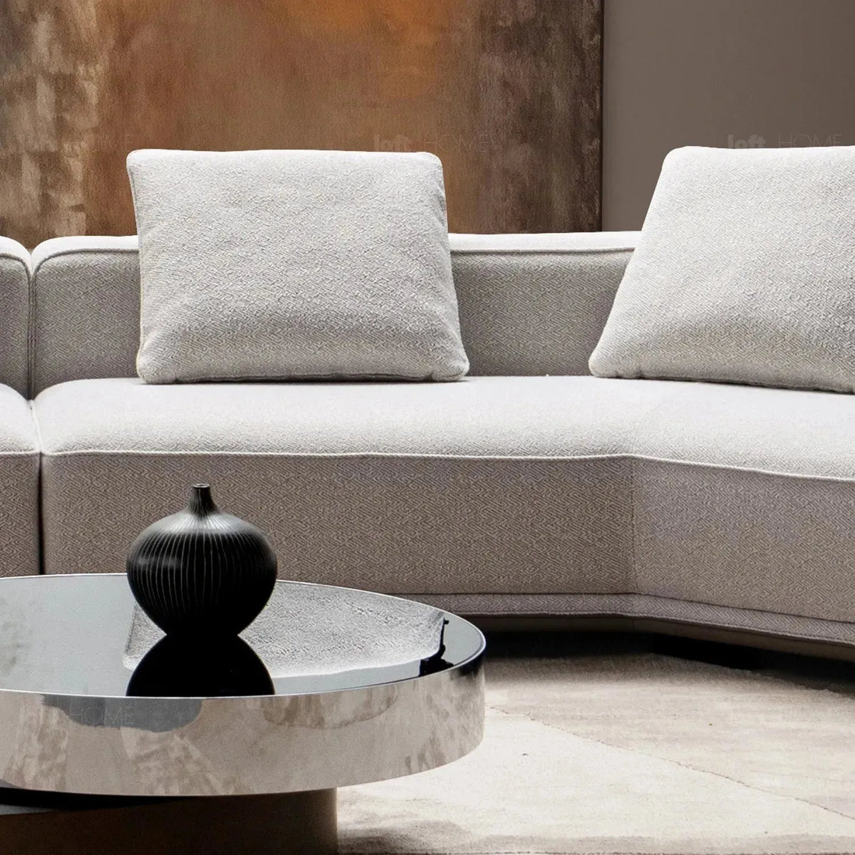 Minimalist mixed weave fabric modular l shape sectional sofa eleganza 1+l in details.