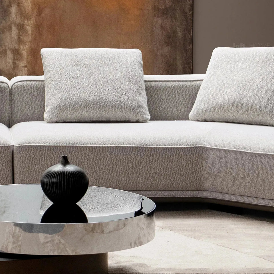 Minimalist mixed weave fabric modular l shape sectional sofa eleganza 1+l in details.