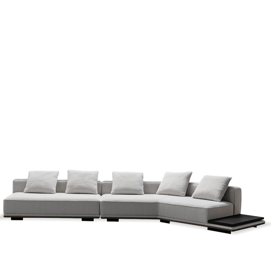 Scandinavian mixed weave fabric modular l shape sectional sofa eleganza 2+l in white background.