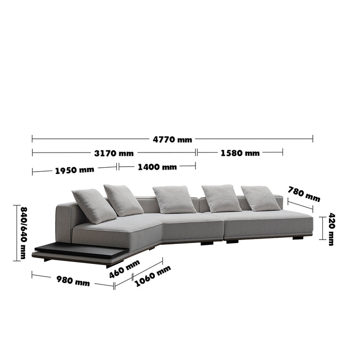 Scandinavian mixed weave fabric modular l shape sectional sofa eleganza 2+l size charts.
