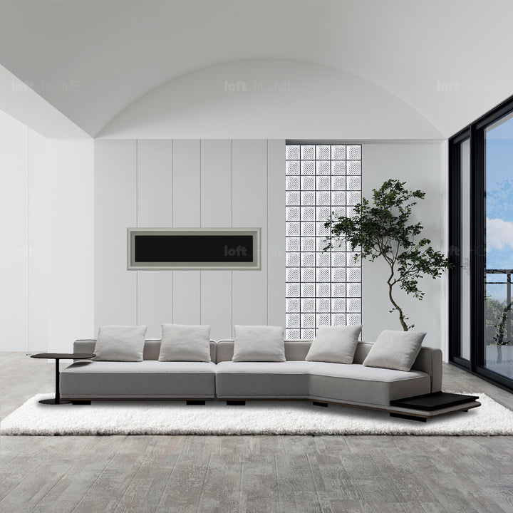 Scandinavian mixed weave fabric modular l shape sectional sofa eleganza 2+l material variants.