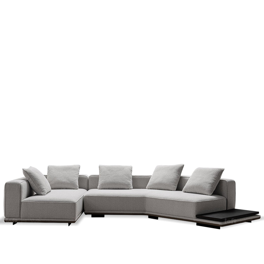 Scandinavian mixed weave fabric modular l shape sectional sofa eleganza 4+l in white background.